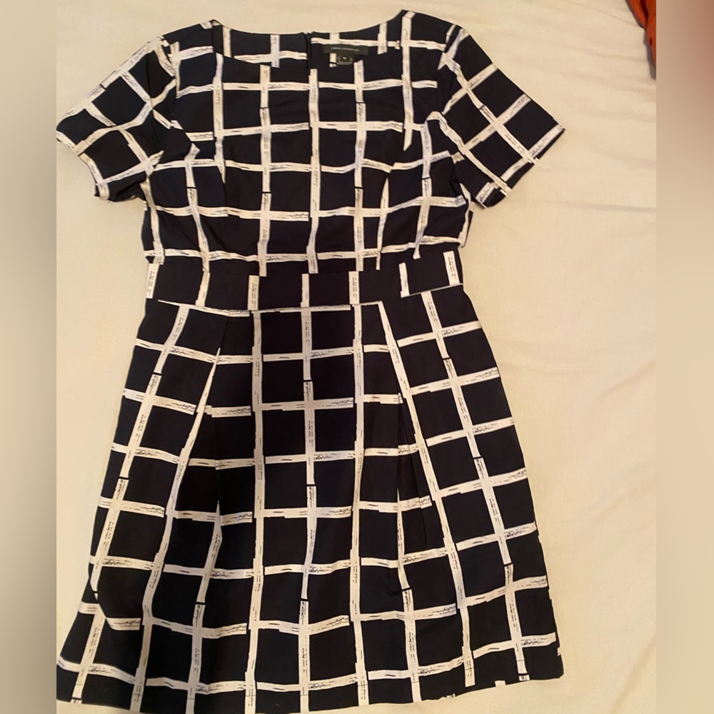 French Connection Black and White Checkered Mini Dress w/ Pockets Medium